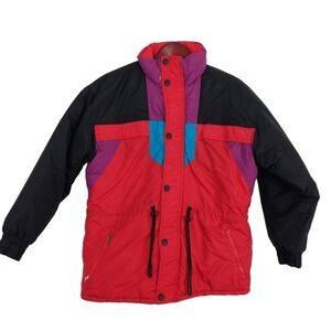 Vintage 90s Grand Targhee Colorblock Black Red Winter Coat Ski Jacket Size 16.